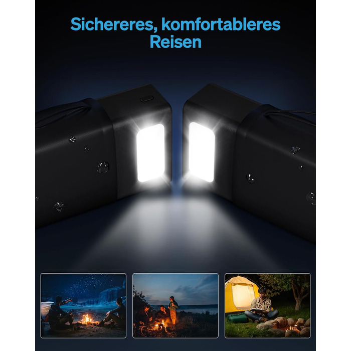 Портативний повербанк 50000 мАг з 5 виходами та 2 входами, швидка зарядка 22,5 Вт, ліхтарик, чорний