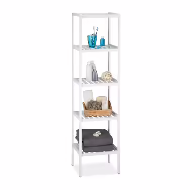 Relaxdays Bamboo Bathroom Shelf, White