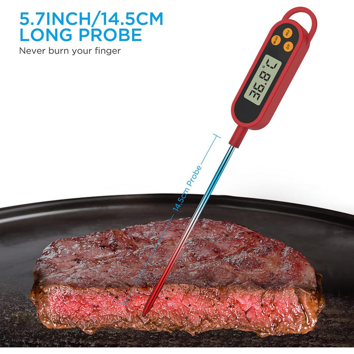 Цифровий термометр для кухні: приготування їжі, м'яса, молока, дитяче харчування | LCD дисплей, довга сонда