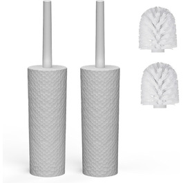 Набір для чищення унітазу 2 шт. з пластиковою ручкою та м'якою щетиною, 4 насадки, ергономічний дизайн, сірий колір