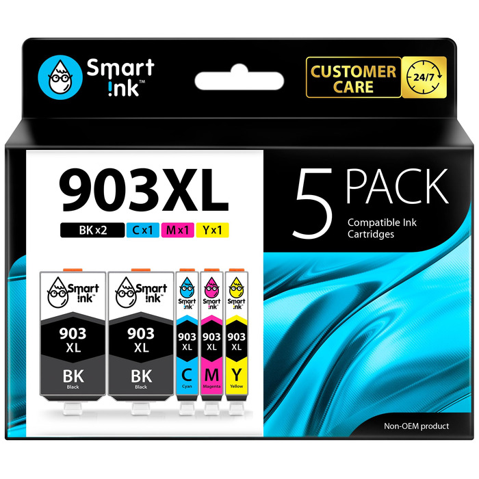 Комплект картриджів Smart Ink для HP 903 XL (903XL) Multipack: 2 чорних XL, блакитний, пурпуровий, жовтий з чипом для OfficeJet Pro 6950, 6960, 6970