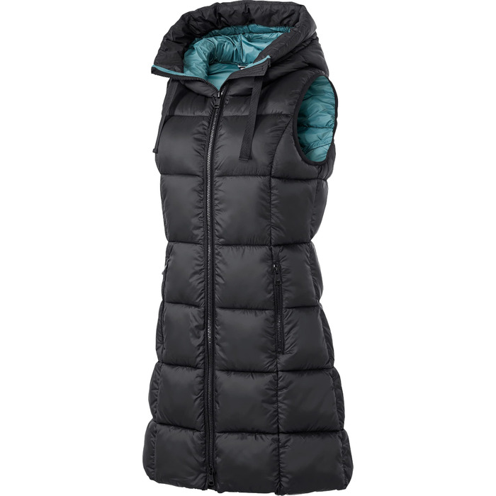 Стьобана жилетка PATSY & LOU з капюшоном, довга жіноча жилетка з двостороннім блискавкою, приталена жилетка для витонченої фігури, тепла та терморегулююча, розмір 36-48 (38, чорний)