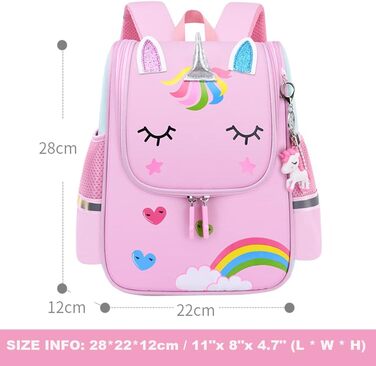 Дитячий рюкзак для школи Kinderrucksack - рожевий, 28*22*12 см, для дівчаток та хлопчиків, 3-6 років