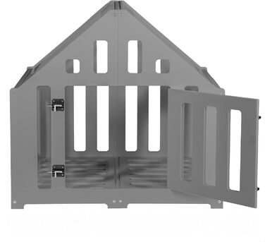 Будка для собак з дерева, клітка для собак, закривається, вольєр для собак, собачий будиночок, переноска для тварин, чорний колір (85 x 70 x 80 см), графіт