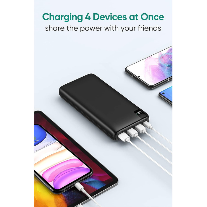 Powerbank A ADDTOP 26800mAh з Power Delivery 22.5W: 4 порти для смартфонів, планшетів та іншого