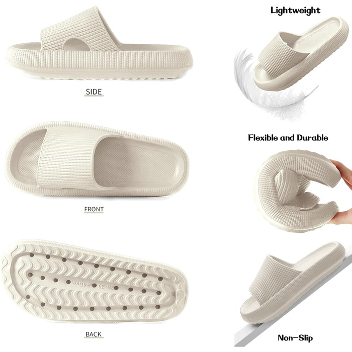 Шльпанці Cozislides Original: м'які, неслизькі шльпанці для дому та басейну (46/47 EU, Бежевий)