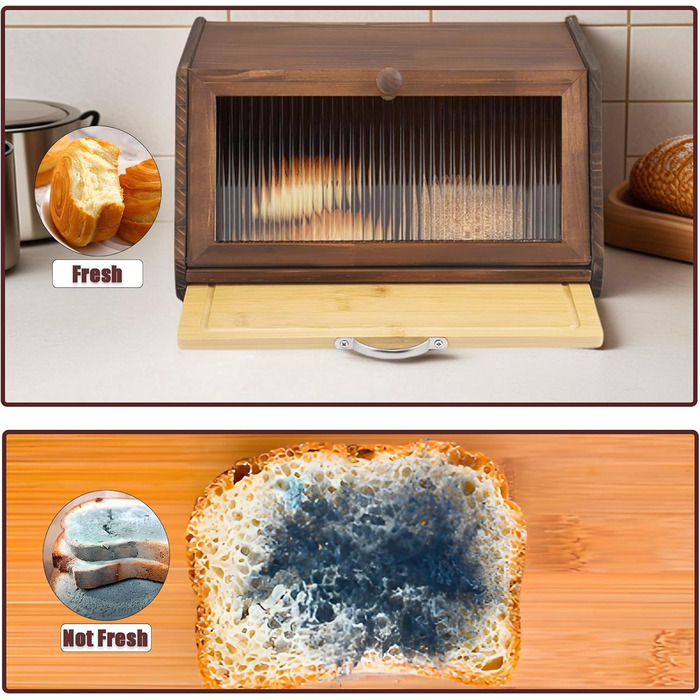 Дерев'яний хлібний ящик з кришкою та дощечкою для нарізання, Brotaufbewahrung