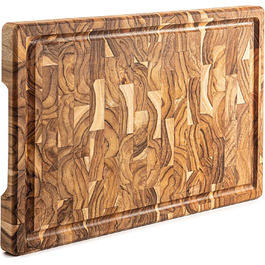 Дерев'яний обробний дошка Erke Schneidebrett з текового дерева, 44 x 29.5 x 3.2 см, з жолобом для соку, товщина 3.2 см