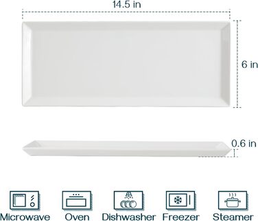 Набір сервіровочних тарілок DOWAN, 4 шт., 24.6 x 13.7 см, для буфетів, суші, десертів, закусок, білий, кераміка