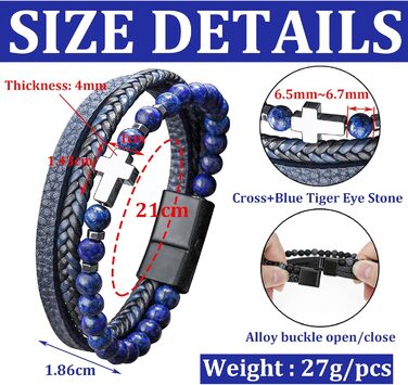 Чоловічий шкіряний браслет з хрестом, розарій, чорний/коричневий, аксесуар для чоловіків та хлопців