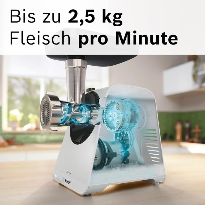 М'ясоподрібнювач Bosch Serie 4 MFWS420W: потужний, компактний, з планетарним приводом, гарантія 10 років