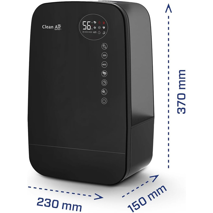 Зволожувач повітря з іонізатором та ароматерапією Clean Air Optima CA-607B Smart (Чорний) - продуктивність 480 мл/год, об'єм резервуару 5,5 л, для приміщень до 65 м²
