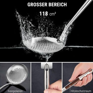 Набір кухонних аксесуарів YOSUKATA: вок, шумівка, лопатка з нержавіючої сталі 43 см (3 шт.)