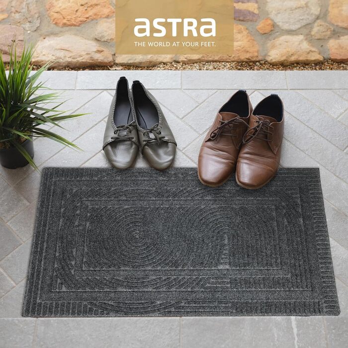 Придверний килимок Astra 45x75 см, протиковзкий та стійкий до витеру, вологостійкий килим для вхідної зони та балкона, антрацит