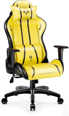 Ігрове крісло Diablo X-One 2.0 Electric Yellow L, ергономічне, регульовані підлокітники, подушки для шиї та попереку