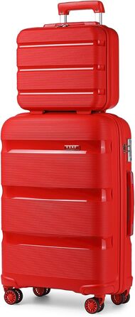 Валіза на 4 колесах, міцна та легка, з TSA-замком та YKK-блискавкою, тихі колеса, ручна поклажа з косметичною сумкою (Червоний)