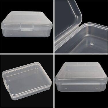 BELLE VOUS 24-Piece Set Small Storage Boxes Plastic Transparent Hinged Lid - 11.5 x 9.2 x 2.8 cm - Plastic Boxes for Small Beads, Pills, Jewelry, Screws, Sorting Box, Craft Supplies