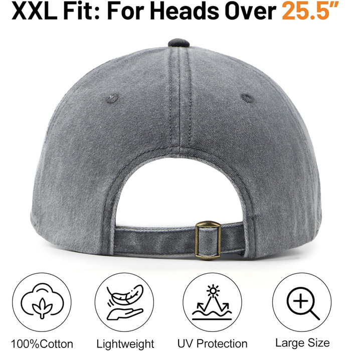 Кепка бейсболка Zylioo XL/XXL вінтажна, бавовна washed, сіро-чорна