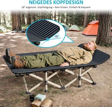 Розкладне кемпінгове ліжко ATORPOK SHOP X-Large, посилене польове ліжко для відпочинку та гостей, витримує до 200 кг, для дому та вулиці