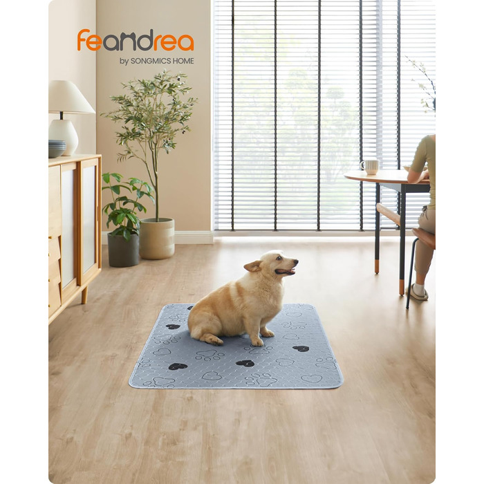 Підстилка для собак Feandrea, 2 шт., XL (122 x 91 см), сіра, водонепроникна, супер вбираюча, для дому