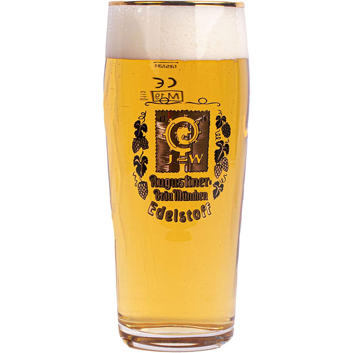 Augustiner Brewery Munich 6-Piece Set Edelstoff Diamond Glass Beer Glasses 0.5 Liter