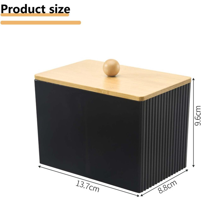 Диспенсер для ватних паличок 3 шт. Чорний, контейнер для ватних дисків та паличок, органайзер для ватного диска, бамбуковий диспенсер, органайзер для тампонів для ванної кімнати, туалетного столика, вітальні