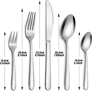 Bestdin Cutlery Set, 60-Piece Cutlery Set for 12 People, Stainless Steel Cutlery Set with Knife, Fork, and Spoon, High-Quality Cutlery Set for Home/Party/Restaurant, High-Gloss Polished & Dishwasher Safe