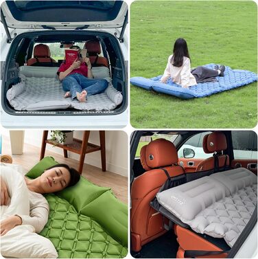 Автоматичний килимок для авто SUV, 2 особи, повітряний матрац для подорожей та кемпінгу, самонадувний килимок з насосом та подушками, надувне ліжко для кемпінгу 183*13*7 см, матеріал: Pu, колір: чорний, в комплекті: синій та сірий плед