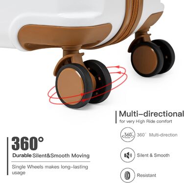 Чемодан British Traveller для ручної поклажі, середній, 64 x 43 x 26.5 см, з TSA-замком, ABS+PC, 24'+28' (білий)