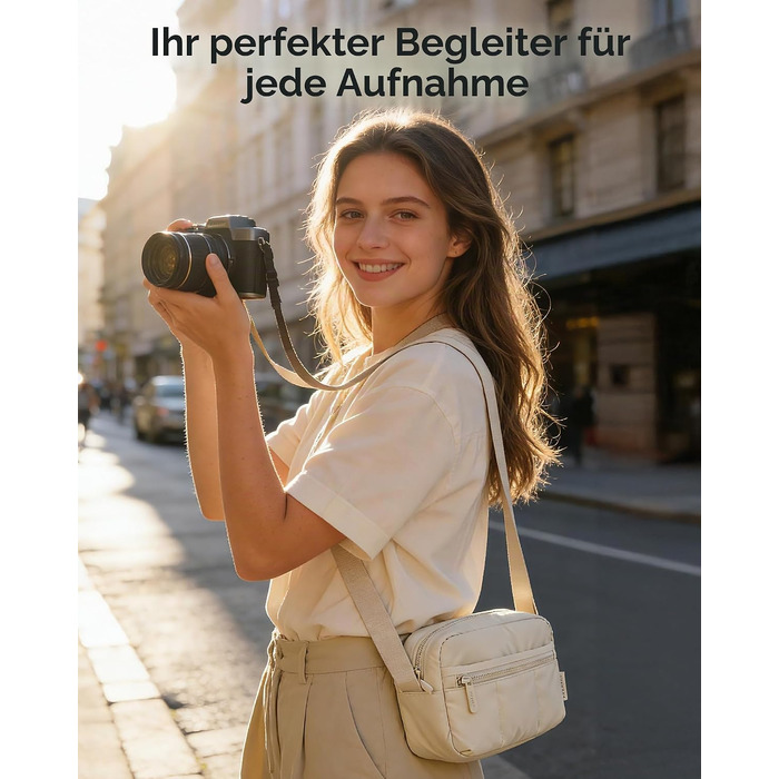 Компактна сумка для фотоапарата Bagsmart Puffer для DSLR та SLR камер, бежева