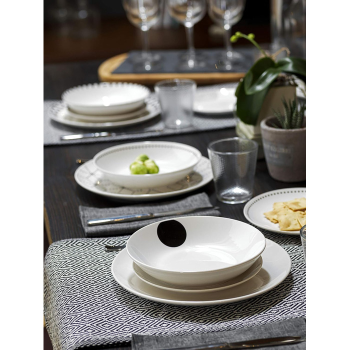 Сервіз Tognana Graphic, 18 предметів, для 6 осіб, порцеляна, білий