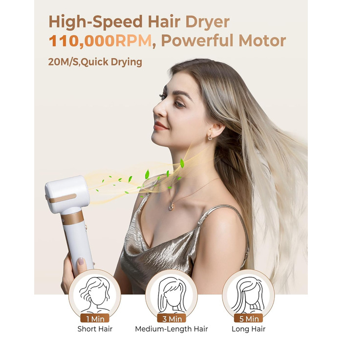 UKLISS Air Styler 7 в 1: фен-щітка з 7 насадками для сушіння, укладання та об'єму волосся, іонізація, білий