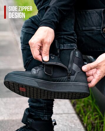 Мотоциклетні черевики RIDEIRON для чоловіків: водонепроникні, з антиковзаючою підошвою, дихаючі, стильні та зручні. Розмір 44 EU, чорний колір. Підходять для всіх сезонів.