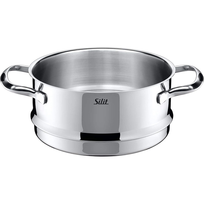 Silit Tuscany Cookware Set, induction-compatible, 10-piece, saucepan set with glass lid, induction saucepans, milk pot, steamer insert, frying pan, stainless steel, partially matte, induction cookware set, uncoated, single