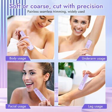 Електричний жіночий тример 2-в-1 для обличчя, тіла та брів, водонепроникний, фіолетовий