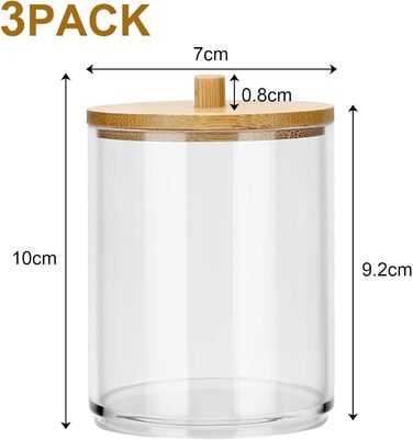 Контейнер для ватних паличок та дисків Miiepls, прозорий акриловий органайзер для косметики, 3 шт.