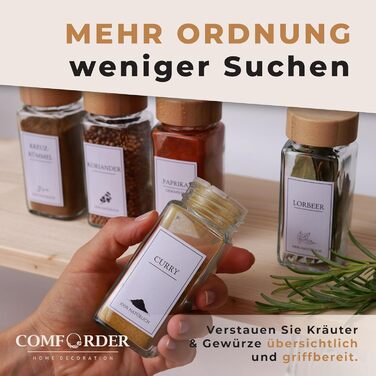Набір склянок для спецій Comforder, 25 шт, органайзер для спецій із кришками, наліпками та лійкою, квадратні баночки 120 мл, бамбук