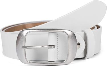 Чоловічий/Жіночий шкіряний ремінь styleBREAKER 3.7 см | Яловича шкіра | Срібляста пряжка | Елегантний ремінь для костюма та джинсів | Регульований (80 см, Білий)