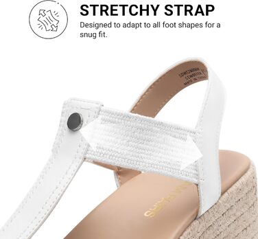 Босоніжки жіночі DREAM PAIRS на танкетці еспадрильї, білі, 39 EU - зручні сандалі для літа та пляжу з підтримкою стопи