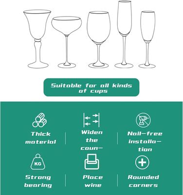 Тримачі для келихів вина, настінні, чорні - 2 шт.