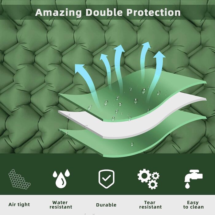 Каретка самонадувна туристична ізомат з подушкою, вологостійка та легка для кемпінгу та подорожей (зелена)