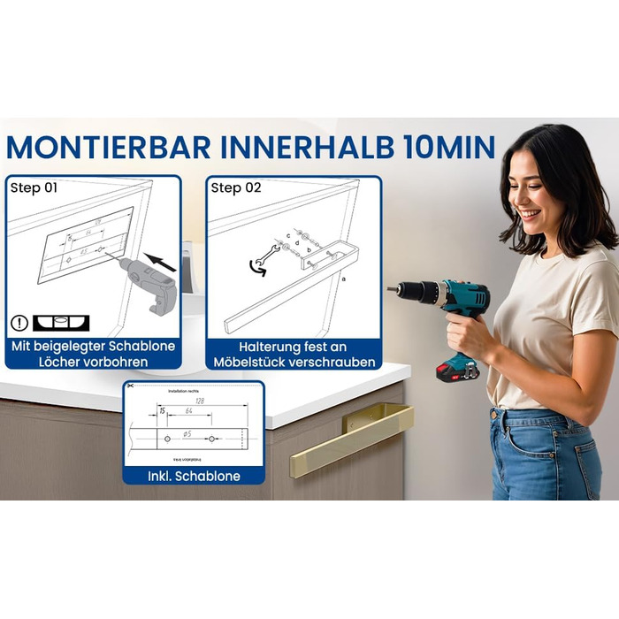 Настінна полиця для рушників rtmr, з кріпленням для свердління, преміум-якість, з алюмінію, 38 см, для ванної кімнати та гостьового туалету