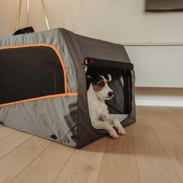 Складана переносна переносна собача будка HUNTER з алюмінієвим каркасом, сірого/помаранчевого кольору, S, 61 x 43 x 46 см