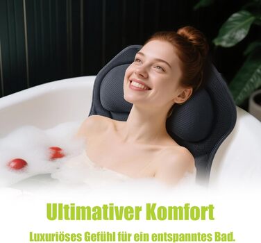 Подушка для ванни Vollkörper для тіла, спини, голови та шиї - комфортне та швидковисихаюче сіре подушко для ванни