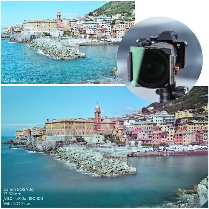 Набір фільтрів K&F Concept Nano-X: квадратний фільтр, адаптерні кільця (8 шт.), ND4