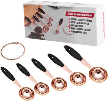 MAGICLULU 3 Sets Rose Gold Measuring Spoons, Measuring Cups, Scoops, Grill Plate, Baking Mold, Cocktail Spoon, Measuring Spoon, Kitchen Baking Utensils, Kitchen Accessories, Stainless Steel
