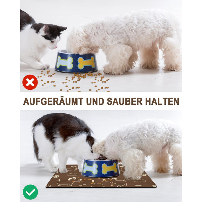 Підкладка під миску для собак та котів, нековзна, чорна 40x60 см, швидковисихаюча, легко миється