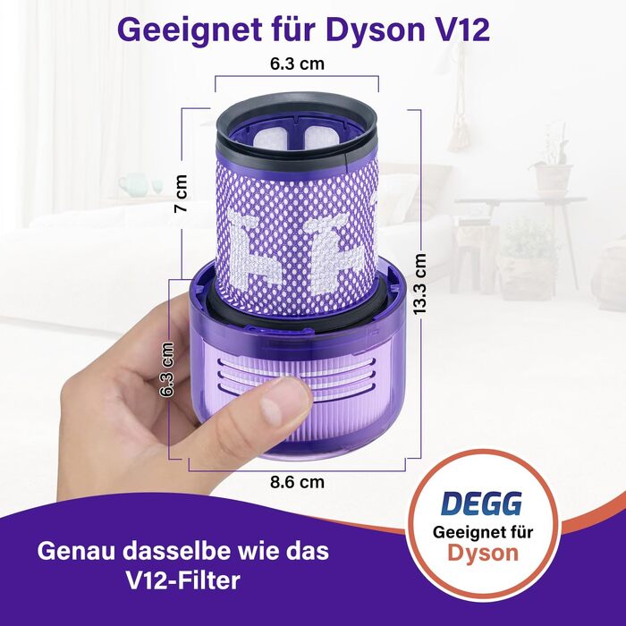 Фільтр HEPA для пилососа Dyson V11, V12, V15 від DEGG, комплект 2 шт.