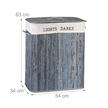 Relaxdays Bamboo Laundry Basket with 2 Compartments