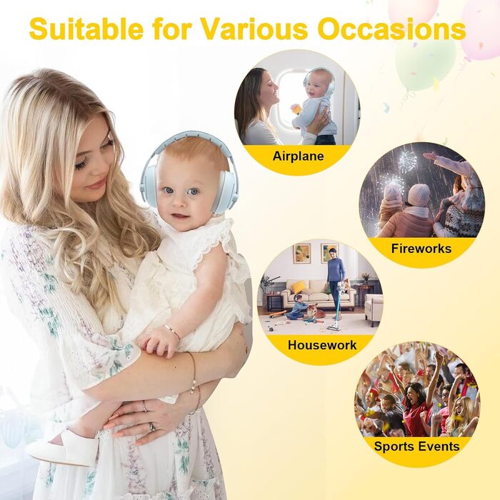 Навушники-захист вух 2-в-1 для немовлят, 0-48 місяців, блакитні